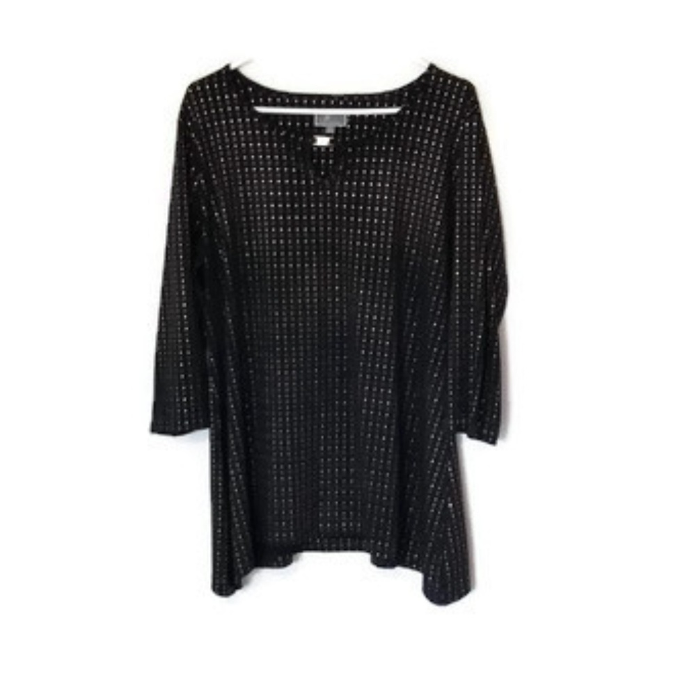 JM Collection Metalic Black and gold blouse XL